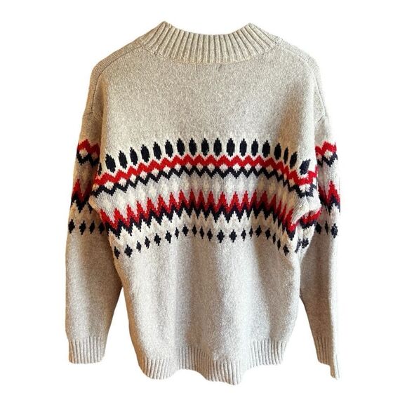 H&M Fair Isle Oversized Sweater in Gray Red Navy XS - Picture 2 of 3